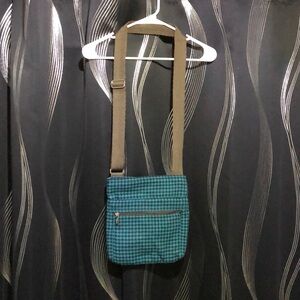 Thirty-One Teal, Navy and Brown Crossbody Bag